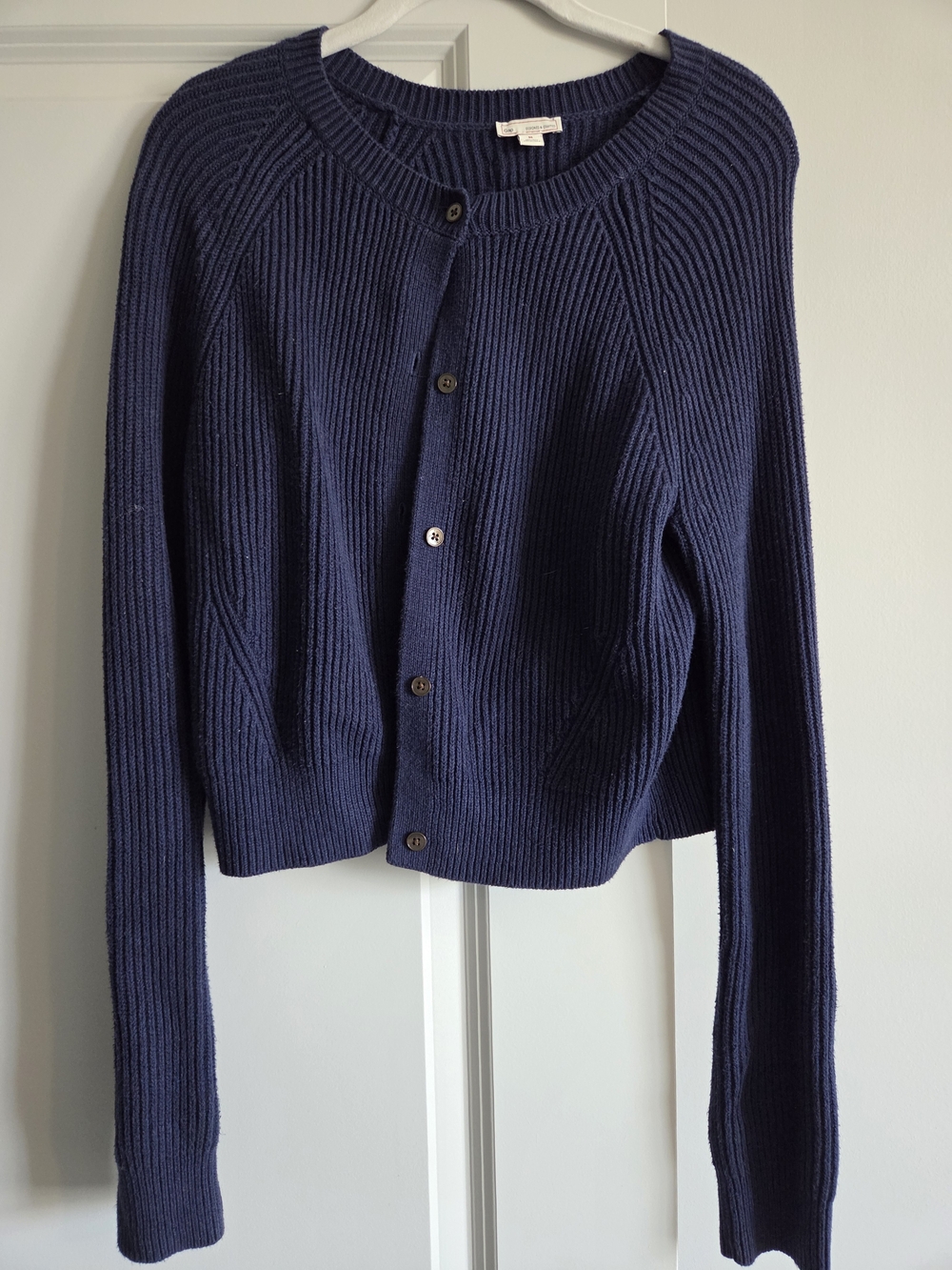 GAP Navy Ribbed Button-Up Cardigan